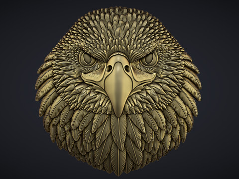 Eagle Head Bas Relief 3D Print Model