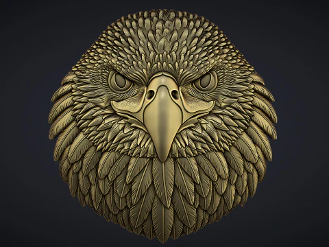 Eagle Head Bas Relief 3D Print Model