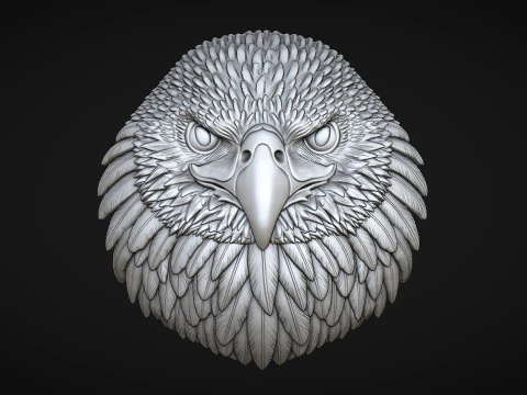Eagle Head Bas Relief 3D Print Model