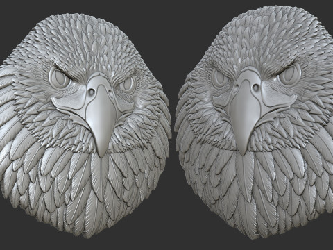 Eagle Head Bas Relief Model Cetak 3D