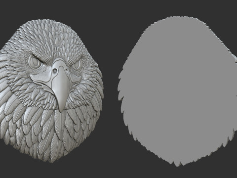 Eagle Head Bas Relief Model Cetak 3D
