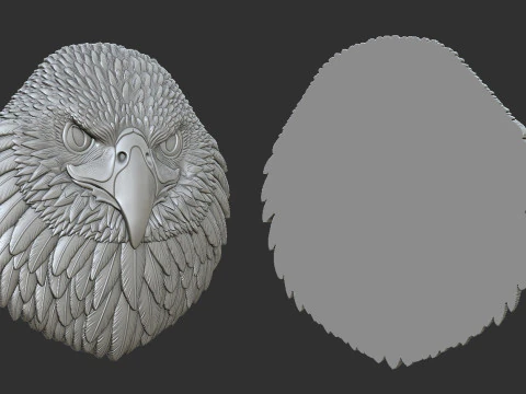 Eagle Head Bas Relief 3D Print Model