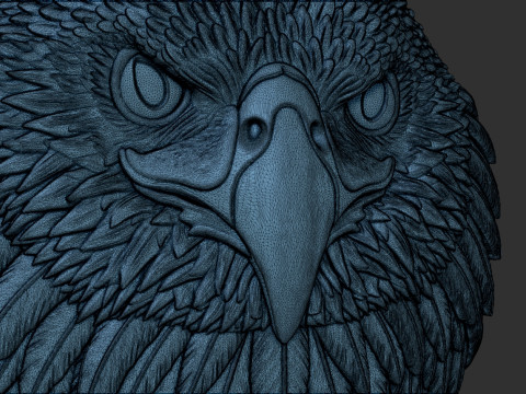 Eagle Head Bas Relief Model Cetak 3D