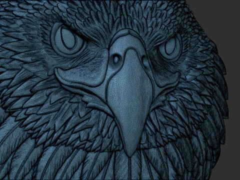 Eagle Head Bas Relief 3D Print Model