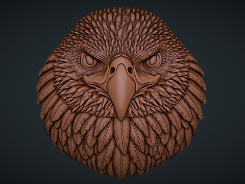 Eagle Head Bas Relief Model Cetak 3D