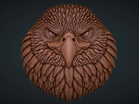 Eagle Head Bas Relief 3D Print Model