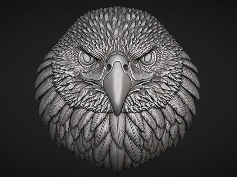 Eagle Head Bas Relief Model Cetak 3D
