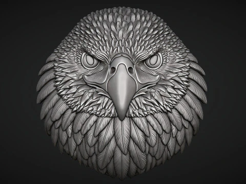 Eagle Head Bas Relief 3D Print Model