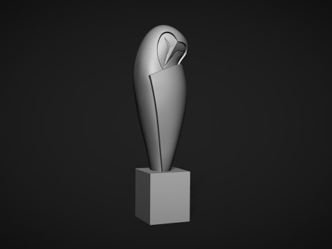 White Owl Sculpture 3Dプリントモデル