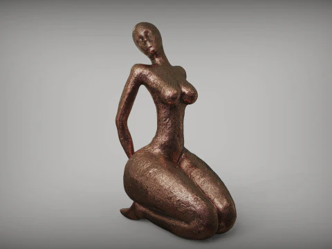 Woman Clay Sculpture 3D Print Model