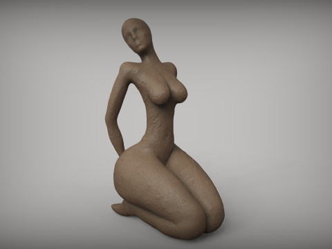 Woman Clay Sculpture Model Cetak 3D