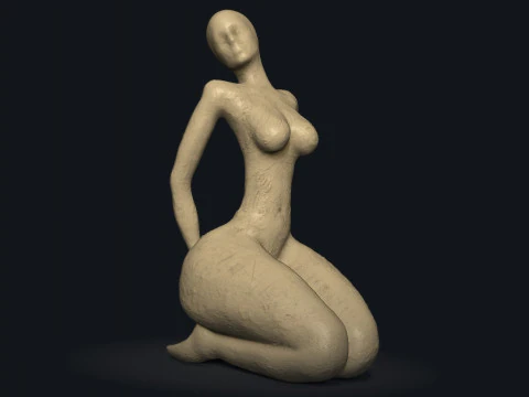 Woman Clay Sculpture 3D Print Model