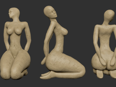 Woman Clay Sculpture Model Cetak 3D