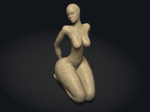 Woman Clay Sculpture Model Cetak 3D