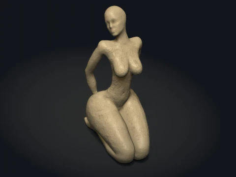 Woman Clay Sculpture 3D Print Model