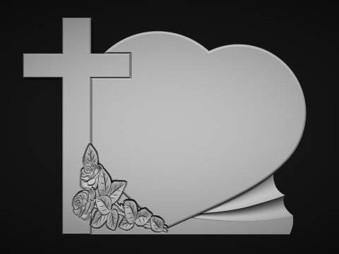 Cross and Heart Tombstone 3D Принт Модель