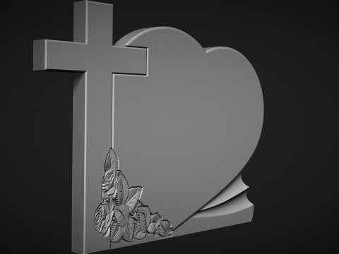 Cross and Heart Tombstone 3D Принт Модель