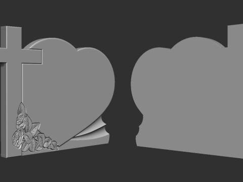 Cross and Heart Tombstone 3D Принт Модель
