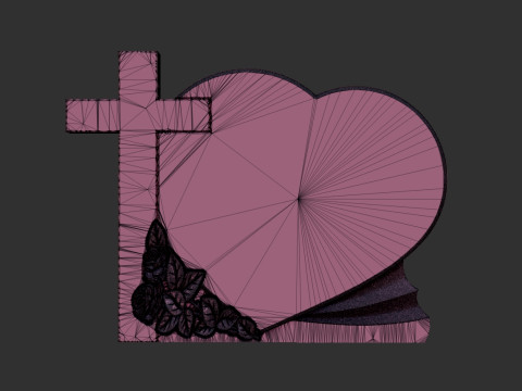 Cross and Heart Tombstone 3D Принт Модель