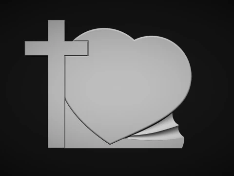 क्रॉस और हार्ट टॉम्बस्टोन 3D प्रिंट मॉडल