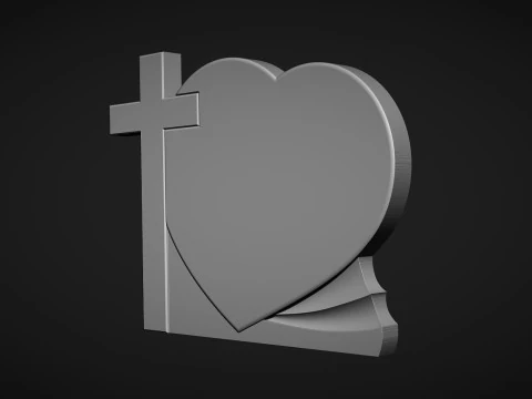 Cross and Heart Tombstone 3D Print Model