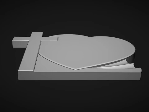 Cross and Heart Tombstone 3D Print Model