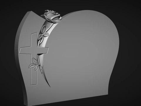 Memorial Tombstone with rose 3D Print Model