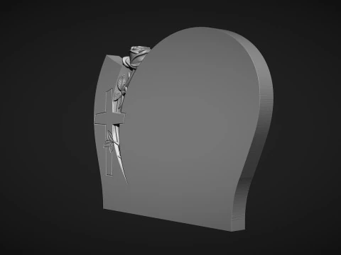 Memorial Tombstone with rose 3D Print Model