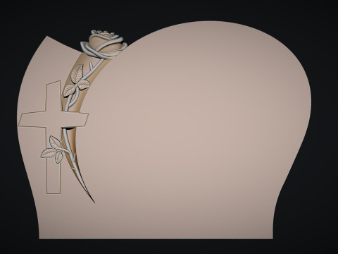 Memorial Tombstone with rose 3D Baskı Modeli