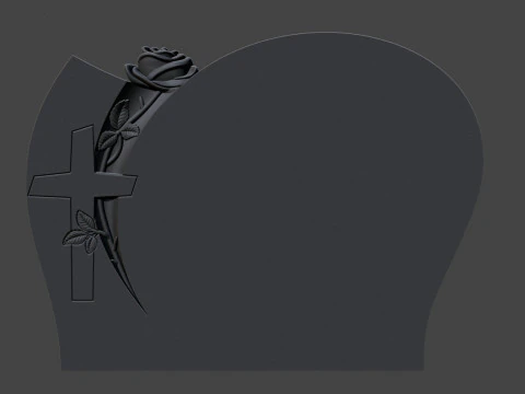 Memorial Tombstone with rose 3D Print Model