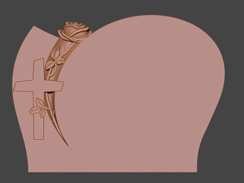 Memorial Tombstone with rose 3D Print Model