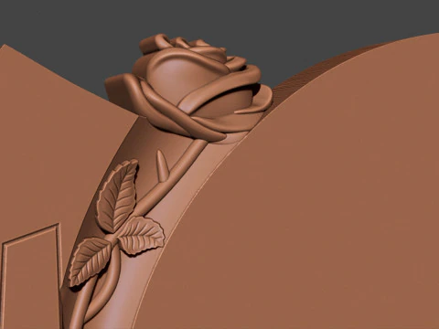 Memorial Tombstone with rose 3D Print Model
