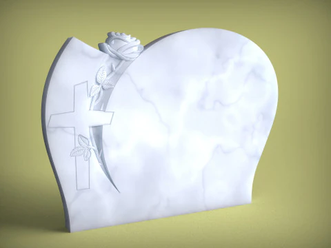 Memorial Tombstone with rose 3D Print Model