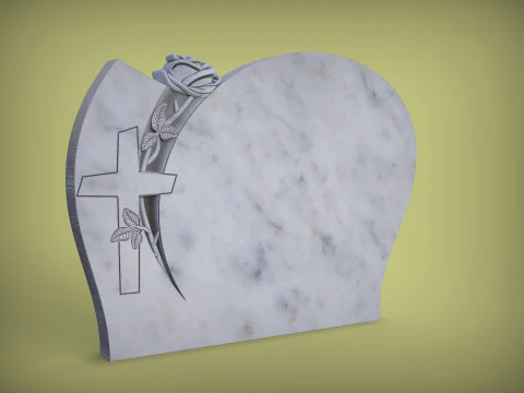 Memorial Tombstone with rose 3D Print Model
