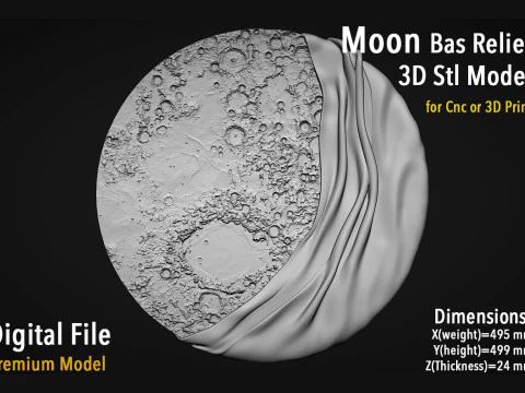 Moon Bas relief wall decor 3D Print Model
