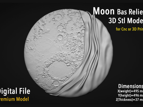 Moon Bas relief wall decor Modelo de impresión 3D