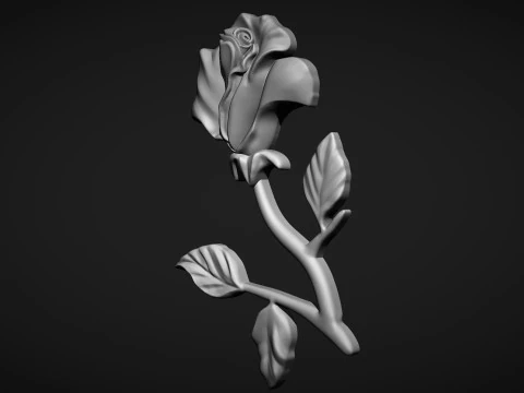 Rose Bas Relief 3D Print Model