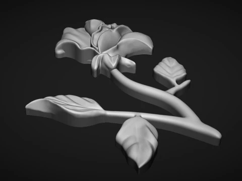 Rose Bas Relief 3D Print Model