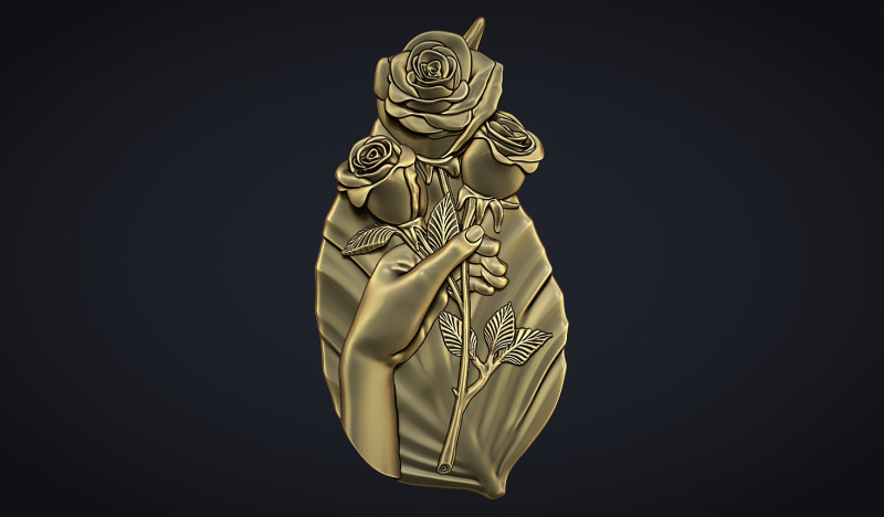 Hand Holding Rose Bas Relief 3D Принт Модель .c4d .max .obj .3ds .fbx .stl .blend 