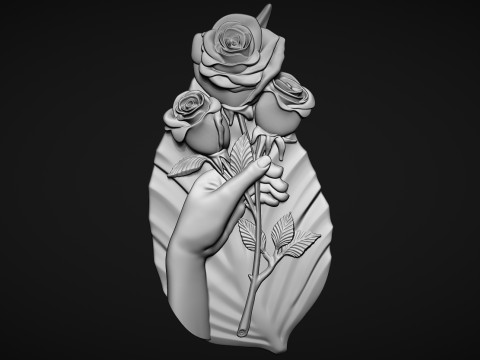 Hand Holding Rose Bas Relief 3D Принт Модель