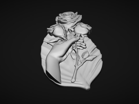 Hand Holding Rose Bas Relief 3D Принт Модель