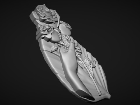 Hand Holding Rose Bas Relief 3D Принт Модель