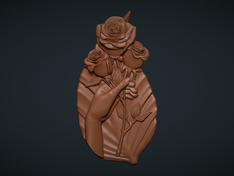 Hand Holding Rose Bas Relief 3D Принт Модель