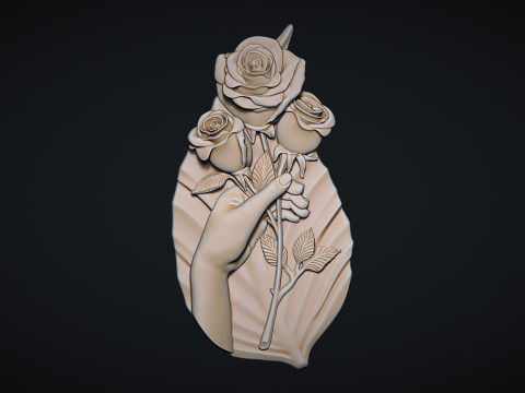 Hand Holding Rose Bas Relief 3D Принт Модель