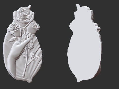 Hand Holding Rose Bas Relief 3D Принт Модель