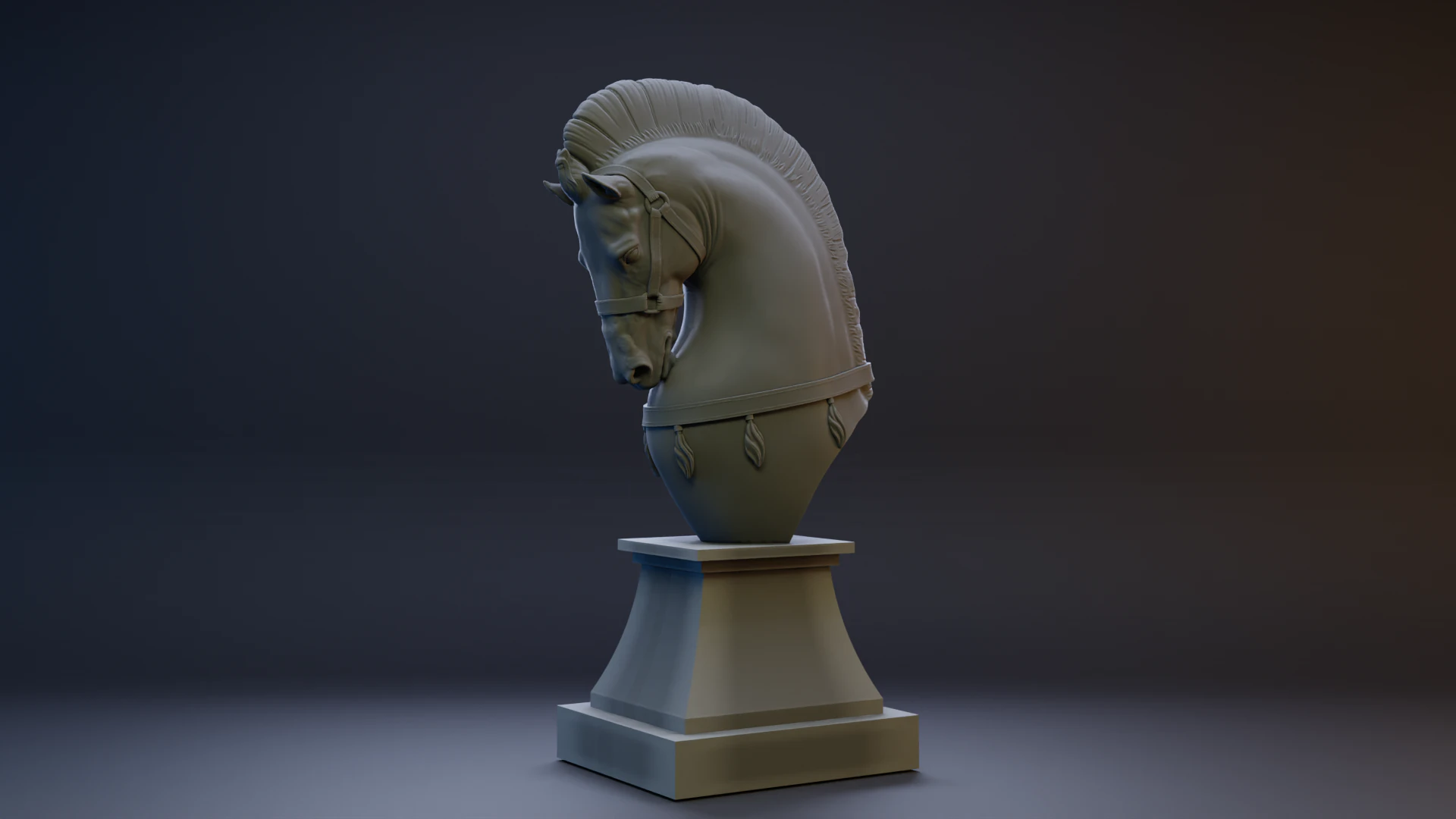Ancient Horse Statue 3D Print Model .c4d .max .obj .3ds .fbx .stl .blend 