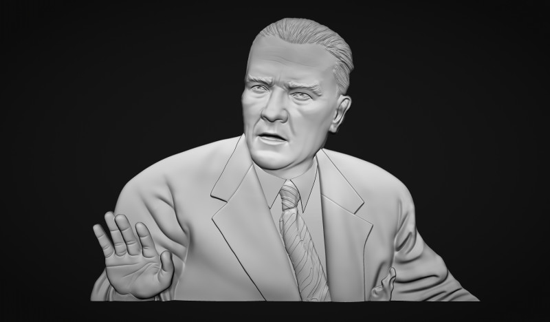 Gazi Mustafa Kemal Ataturk Bas Relief 3D Print Model .c4d .max .obj .3ds .fbx .stl .blend 