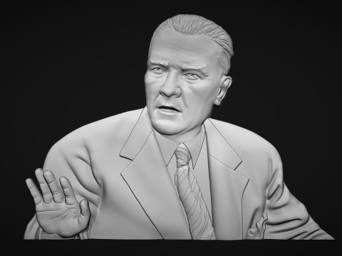 Gazi Mustafa Kemal Ataturk Bas Relief 3D Print Model