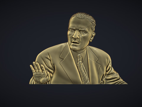 Gazi Mustafa Kemal Ataturk Bas Relief 3D Print Model