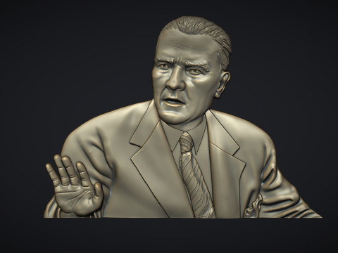 Gazi Mustafa Kemal Ataturk Bas Relief 3D Print Model